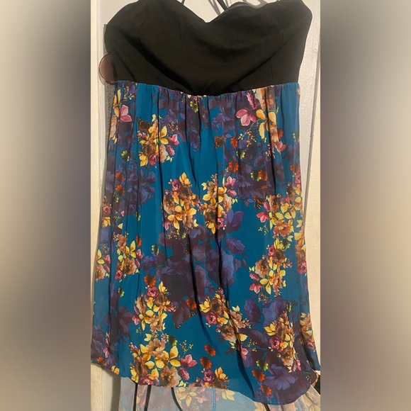 Torrid floral hi-lo strapless dress - Picture 1 of 1